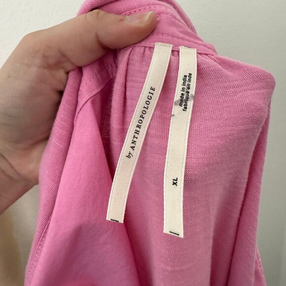 [Anthropologie] Pink Cutout Front Fit & Flare Mini Shirtdress Mixed Media Sz XL - Picture 11 of 12